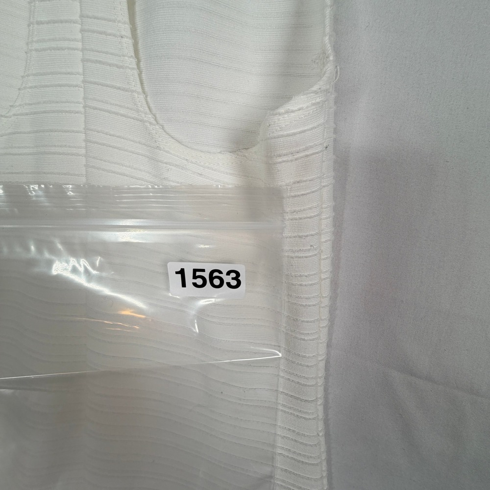 Zara Trafaluc White Ribbed Bodycon Midi Dress Racerback Sleeveless Medium - Picture 7 of 7